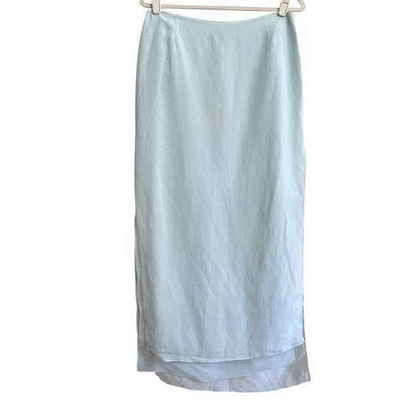 Joseph Szigeti Dresses & Skirts - Vintage Joseph Szigeti‎ Powder Blue Linen Blend Skirt Long Beachy Coastal Sz 12